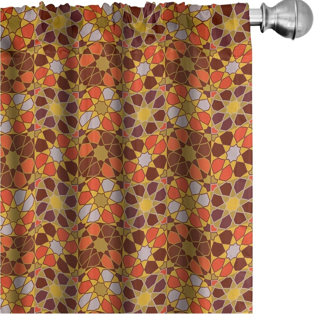 Retro Curtains, Traditional 70's Vintage Flowers, 2 Panel Set, Pair of - 28x84" - Picture 2 of 3